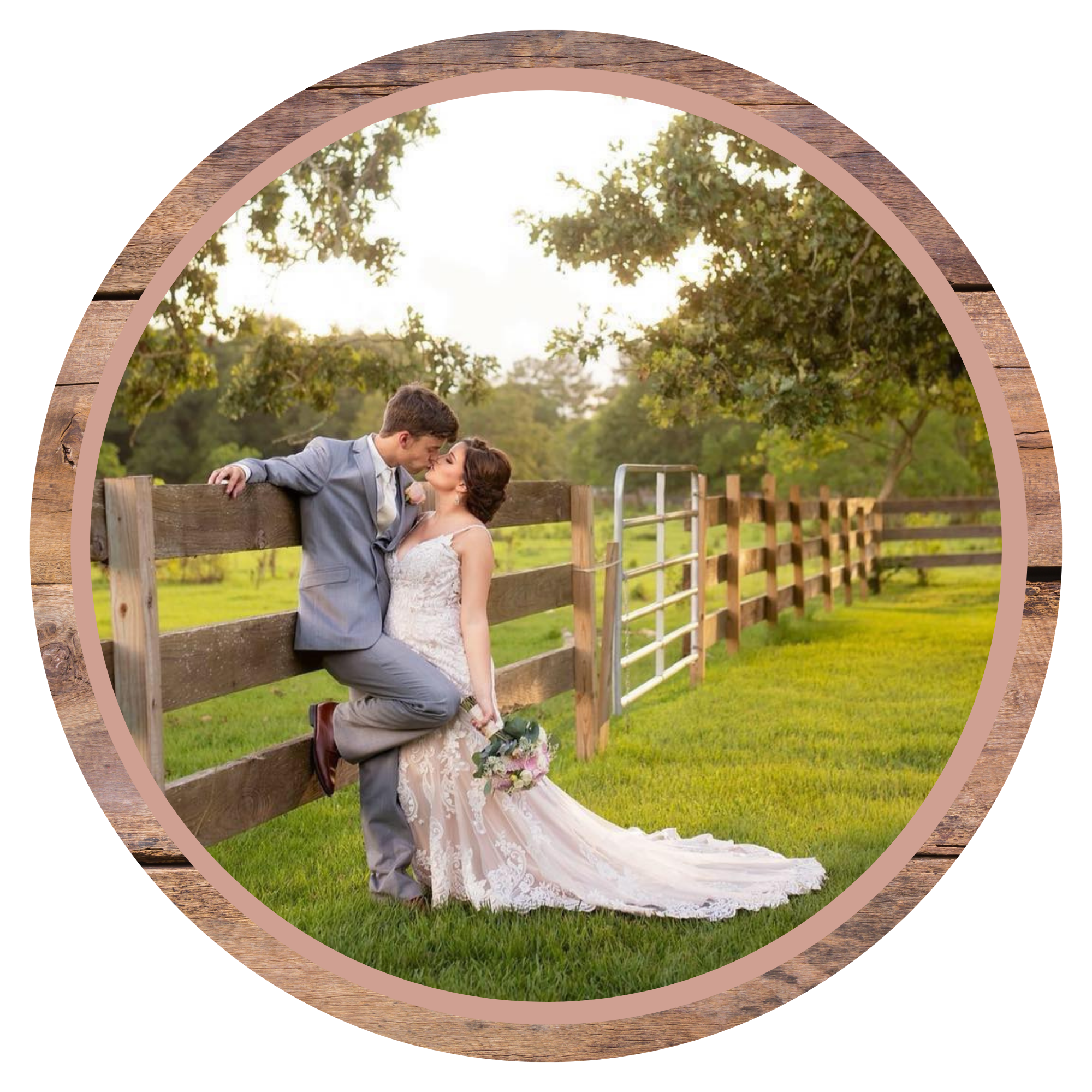 bride and groom kissing 